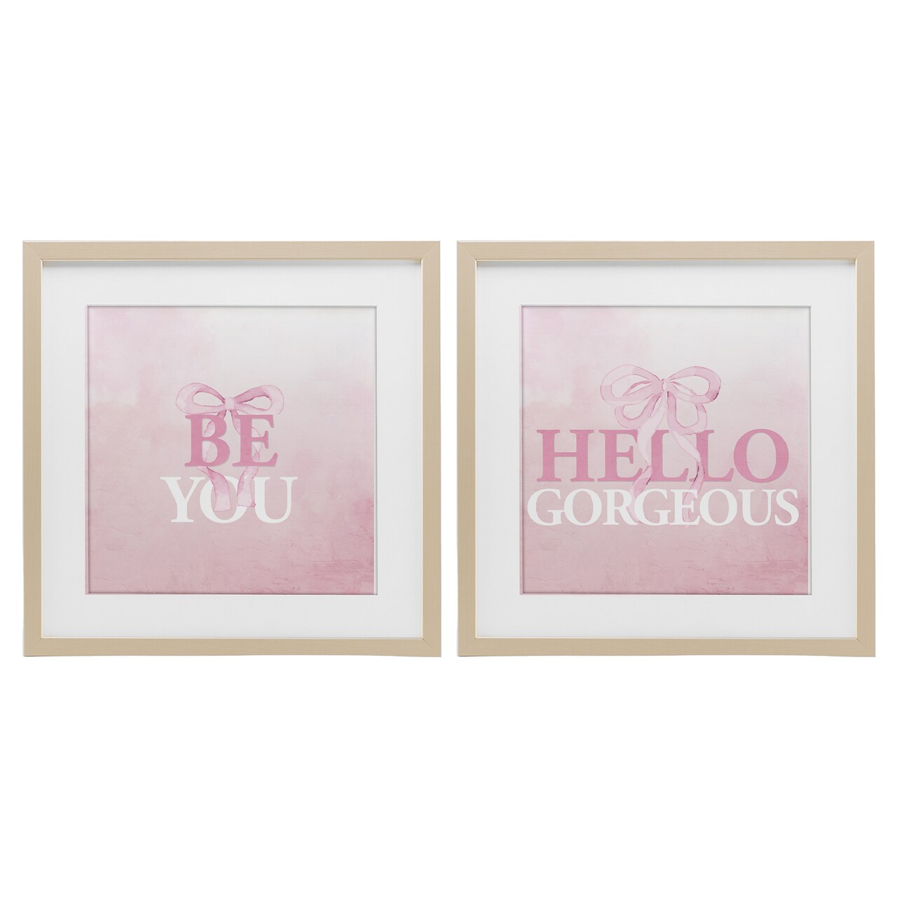 Stupell Industries Pink Feminine Empowerments 2pc Framed Print Under Glass Set, design by Kim Allen